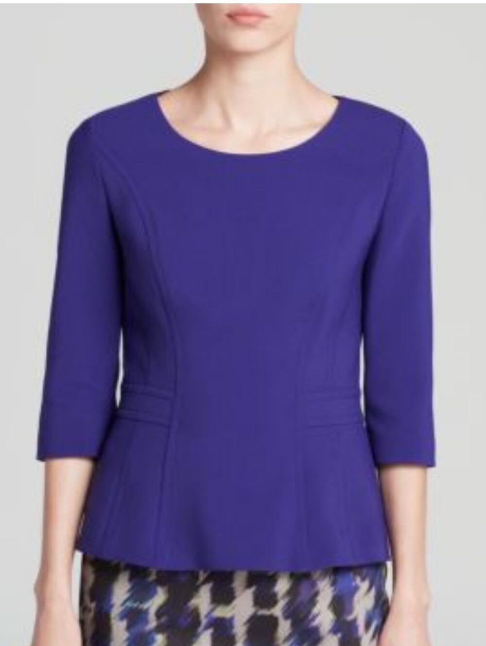 Boss Ivero Women's Purple Peplum Top Size 8 In Indigo Blue